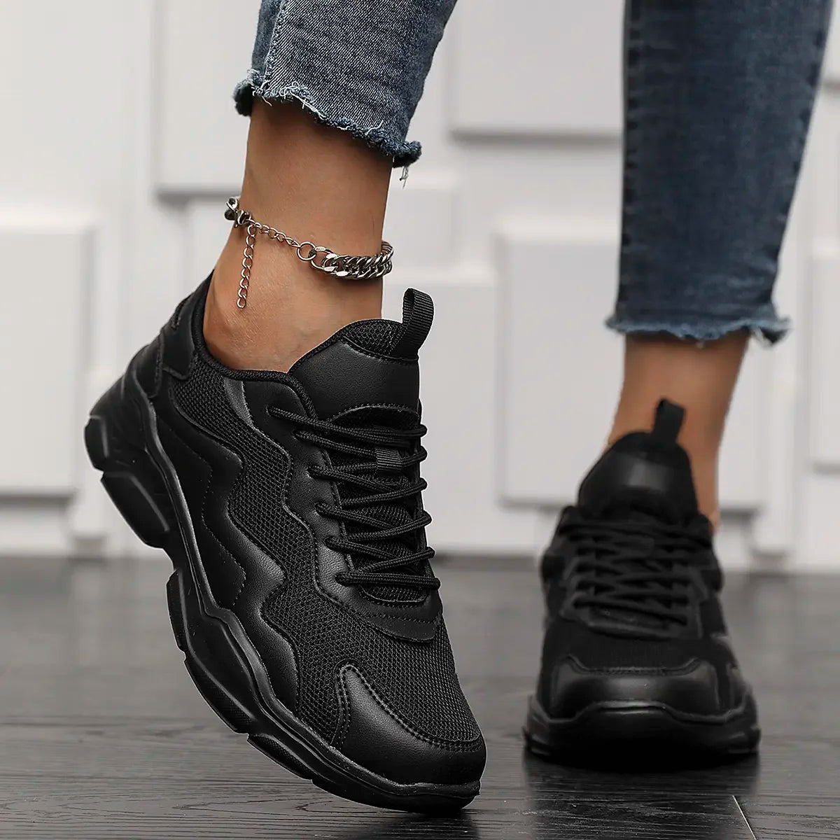 Dam Fritidsneakers Mesh Gummi Komfortabel Design-5