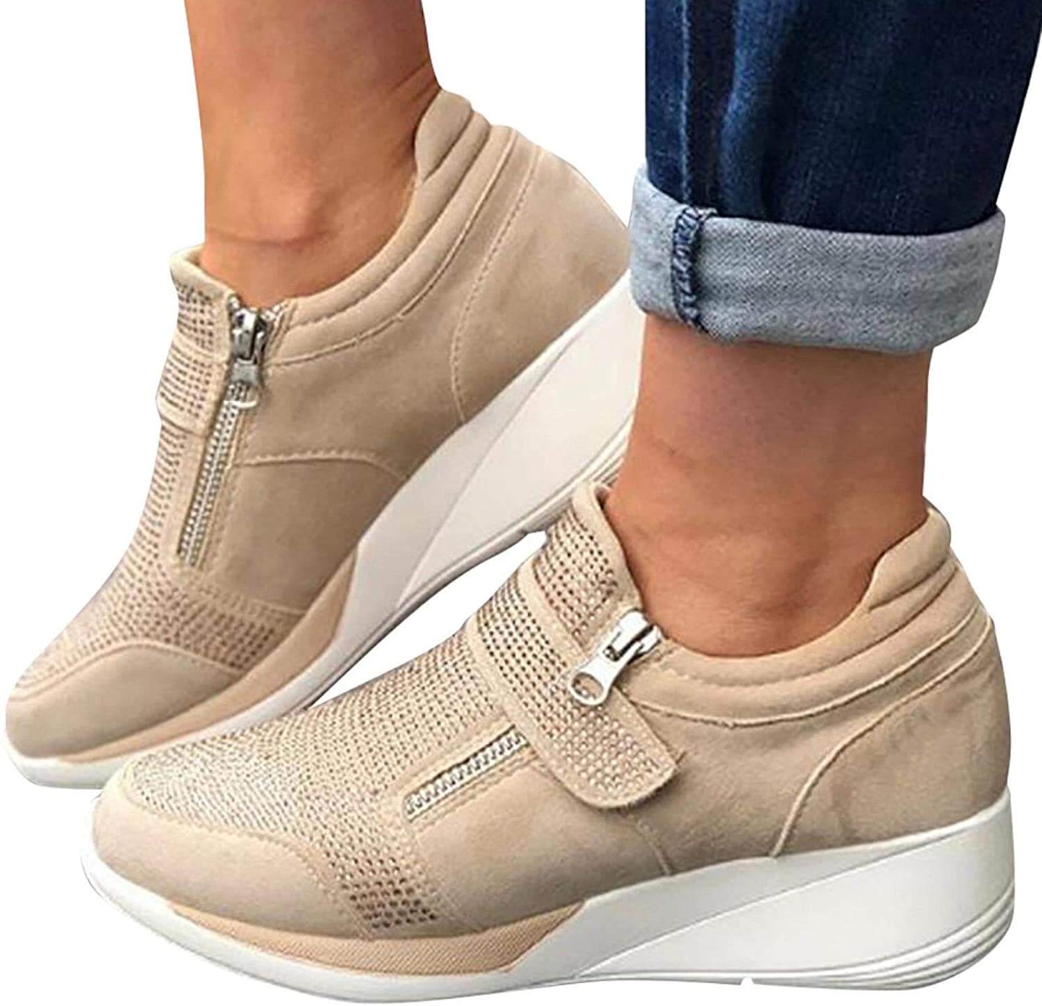 Kvinnors Sneakers med Dragkedja Högkvalitativt Syntetmaterial-4