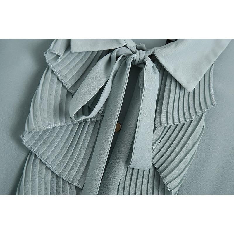 Dam Blus Ballongärmar Ruffle Polyester-2