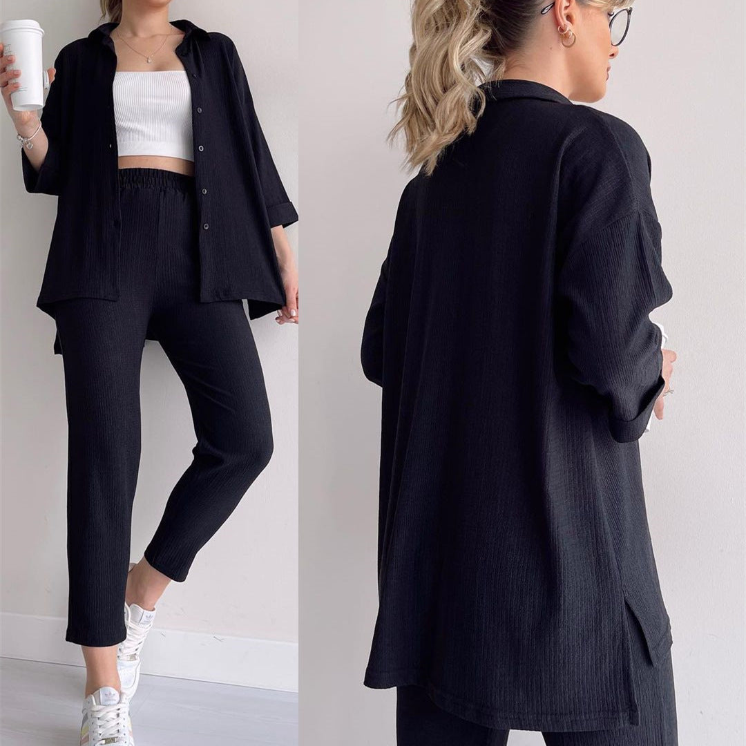 Snygga Byxor Dam Hög Midja Urban Polyester Ankellängd 2