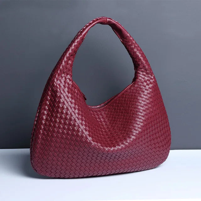 Dam Axelväska Flätad Design Hållbart Material 8