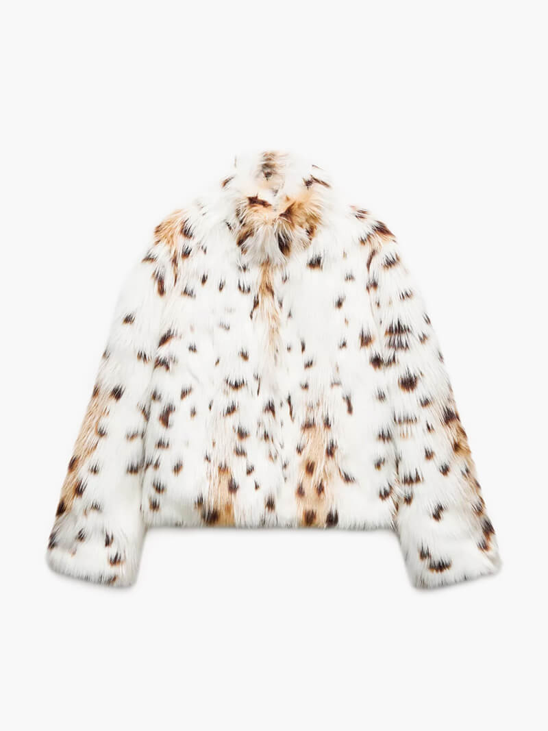 Dam Läderjacka Leopardmönster Fitted Läder-1