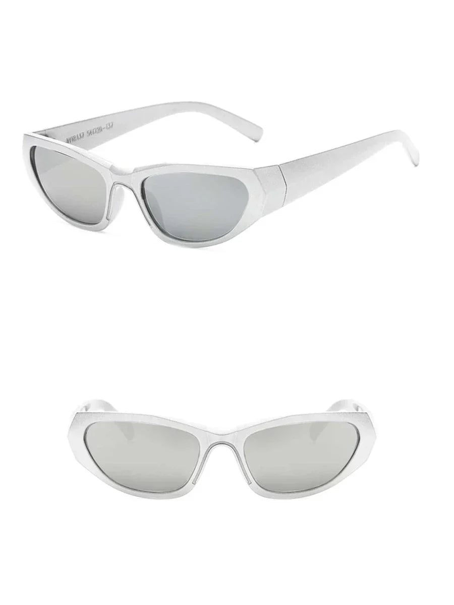 Dam Solglasögon Retro Sportstil Hållbar Plast Metall-5