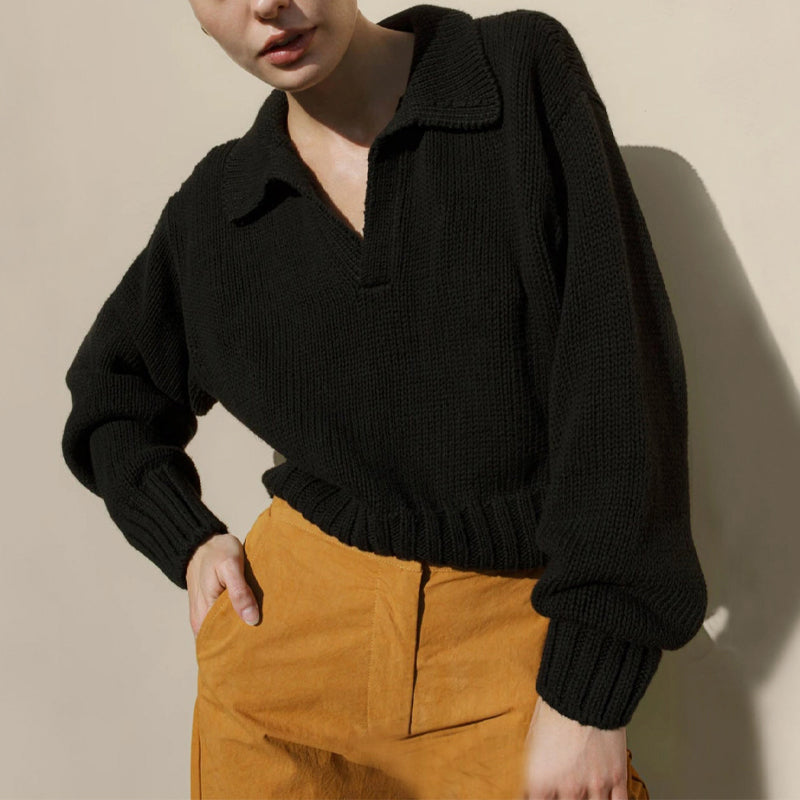 Dam Poloshirt Tidlös Stil Ullblandning 9