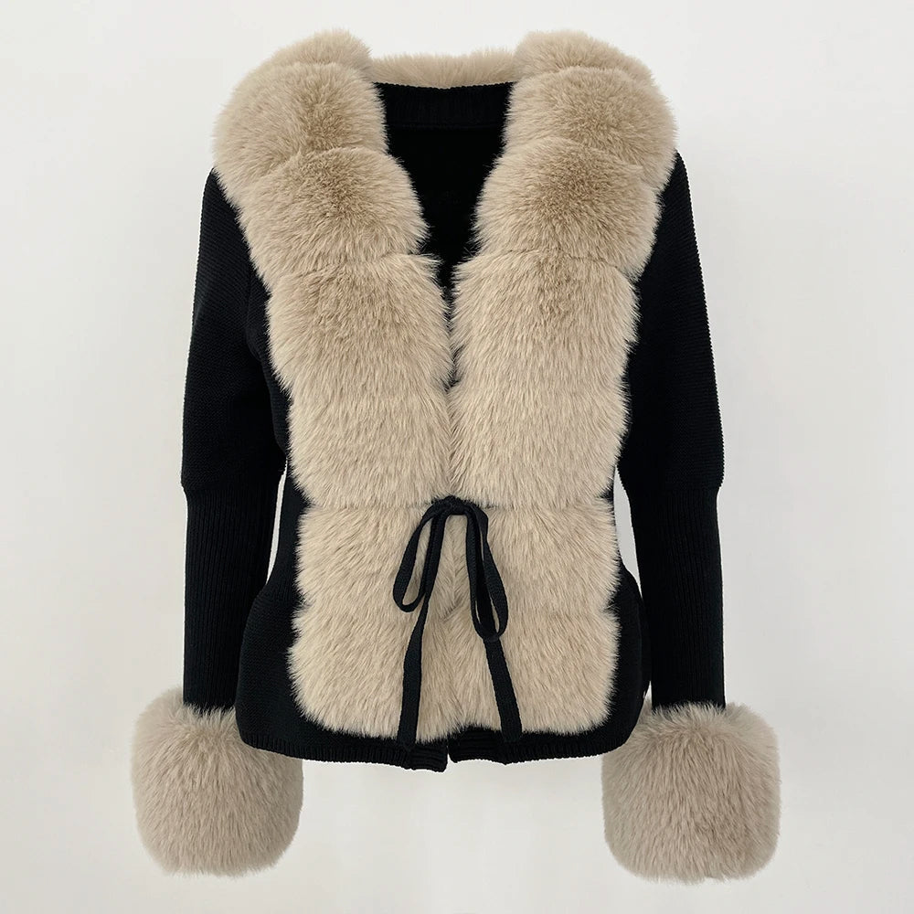 Dam Vinterjacka Med Pälsfoder Elegant Design Slim Fit 3