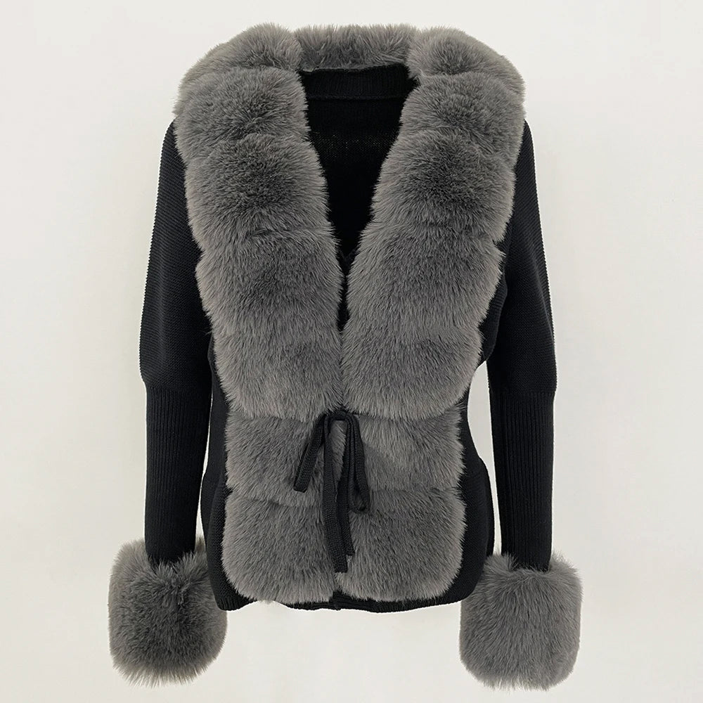 Dam Vinterjacka Med Pälsfoder Elegant Design Slim Fit 5