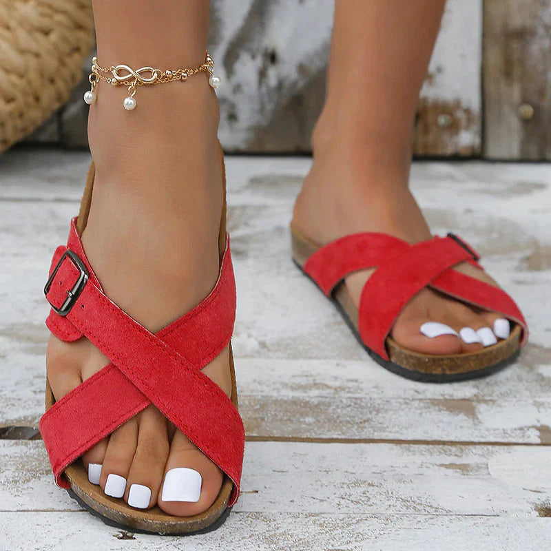 Dam Sandaler Komfortabel Gummi Ergonomisk Fotbädd-3