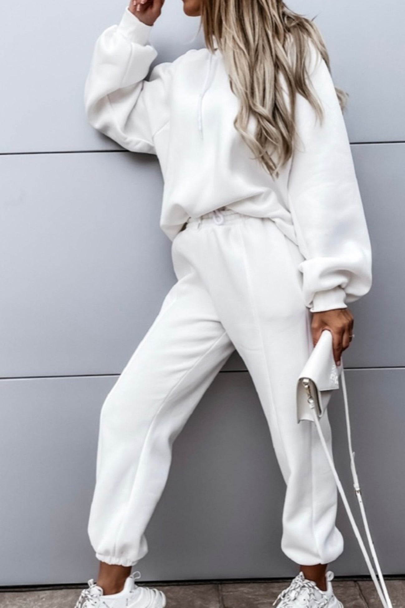 Dam Korta Kostymer Med Huva Enfärgad Polyester-5