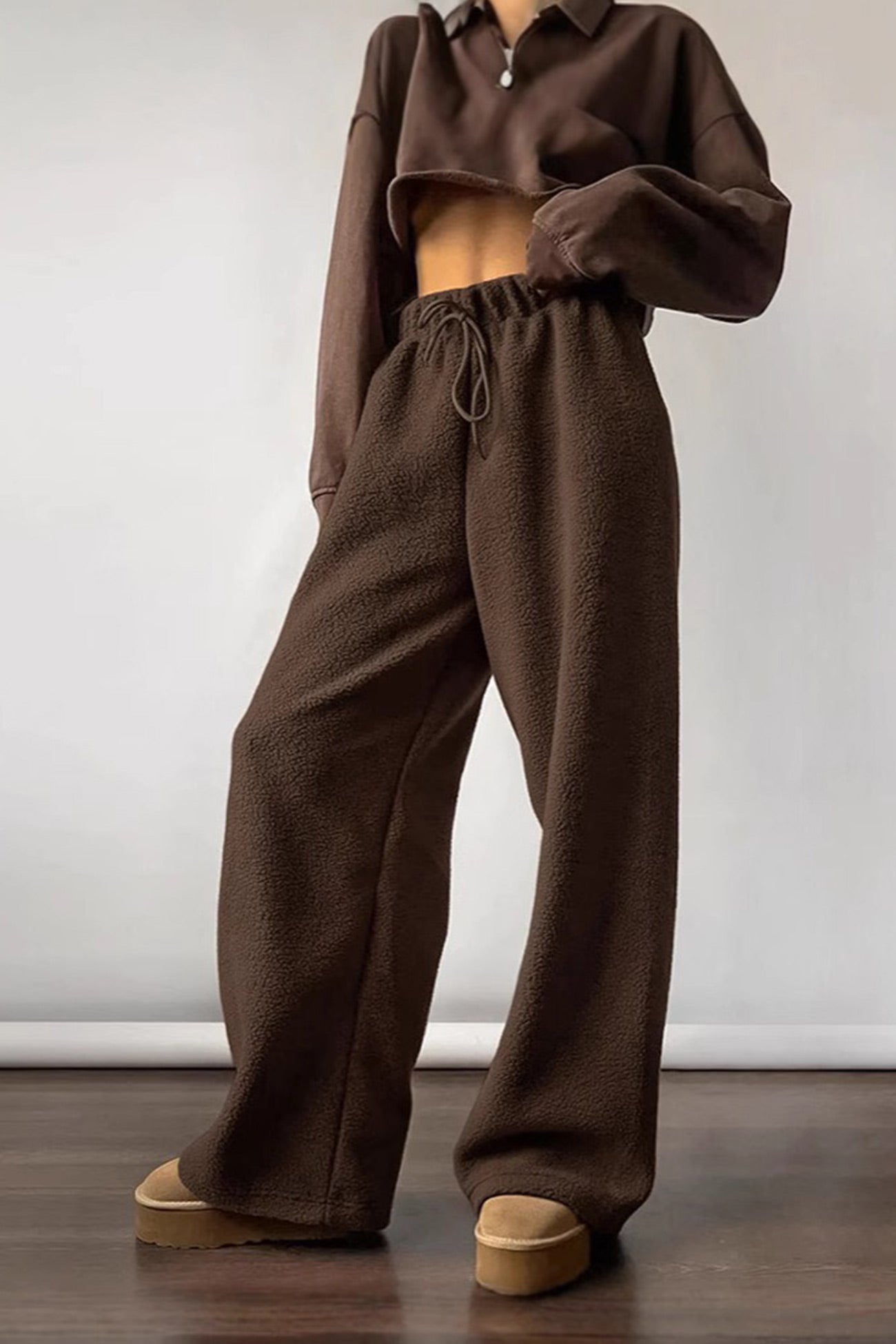 Fleecebyxor Dam Elastiskt Midjeband Mjukt Fleece Material-4