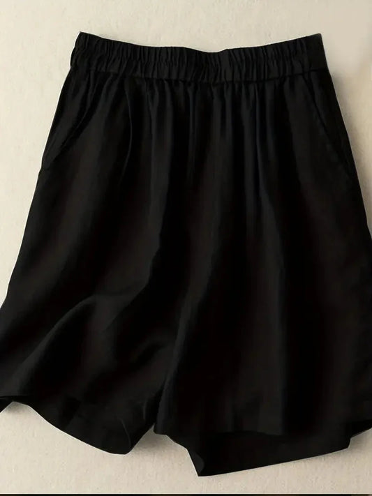 Kvinnors Högmidjade Shorts LÀtt Rayon-1