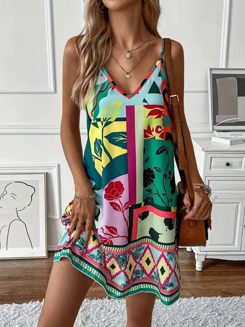Variant image for Dam Miniklänning Boho Stil Armlös Polyester-11