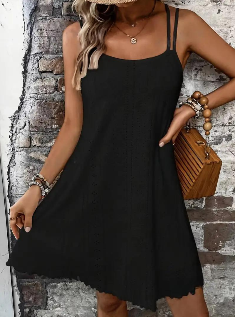 Damklänning Ärmlös Mini Polyester Fina Stilar-6