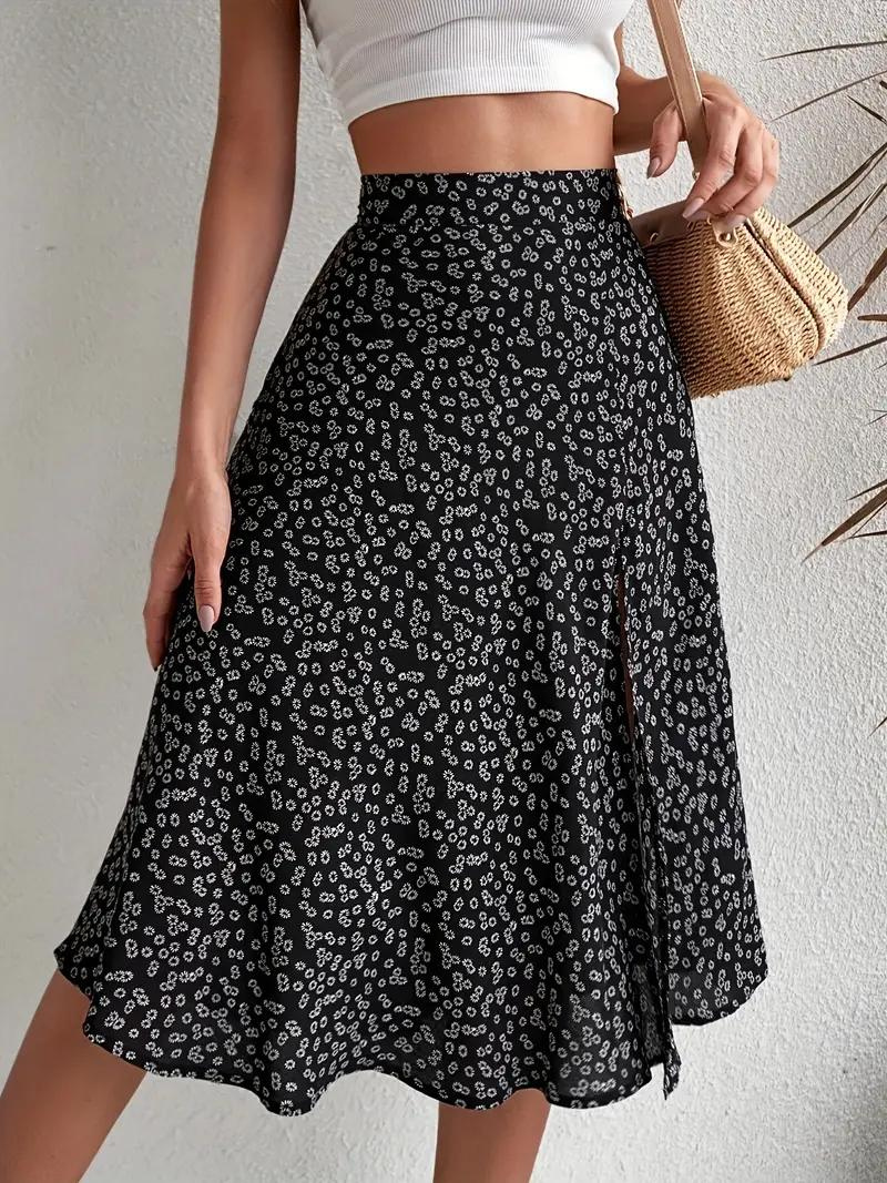 Variant image for Dam Midi Kjol Blommig Hög Midja Polyester-1