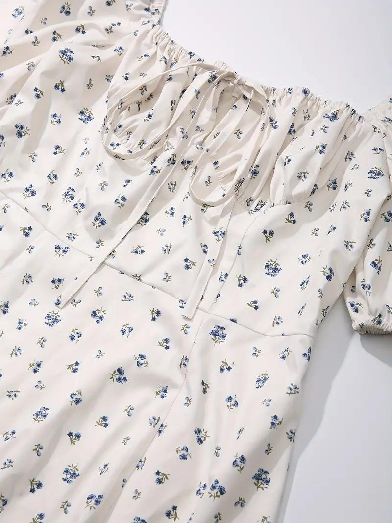 Maxiklänning Dam med Blomtryck och Puffärmar – Elegant Polyester Klänning för Sommarens Fester och Evenemang 6
