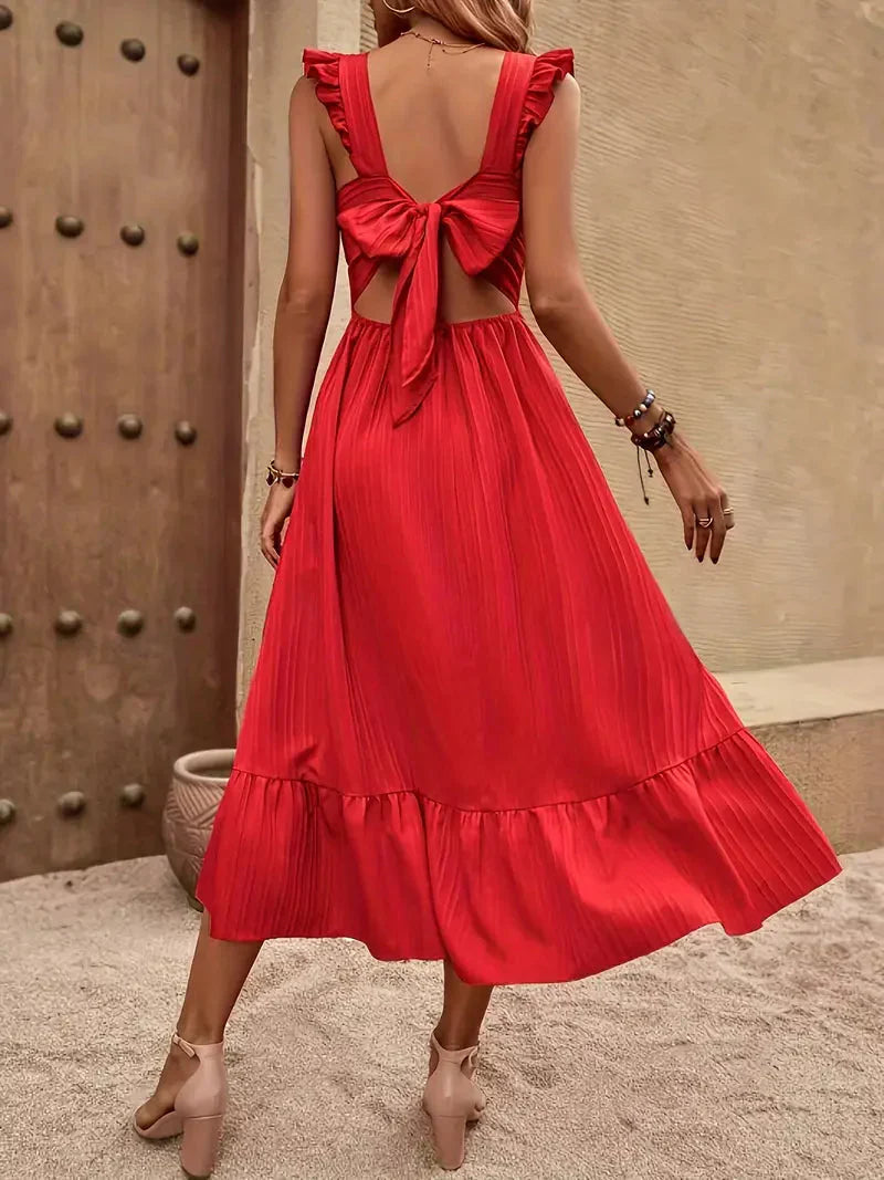 Dam Sommarklänning Lång Ruffle Polyester-2