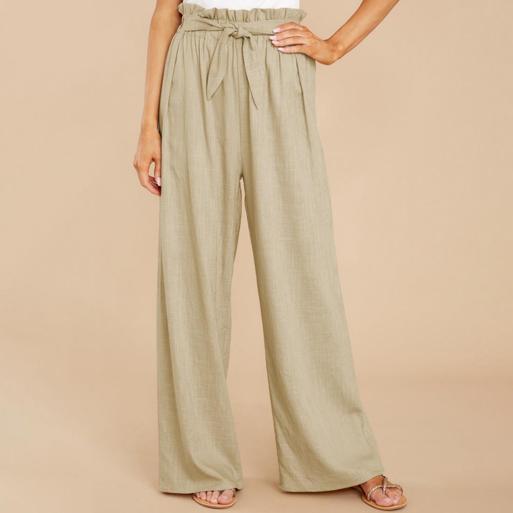 Variant image for Dam Hög Midja Byxor Av Bomull och Polyester, Avslappnad Stil, Bred Passform-13