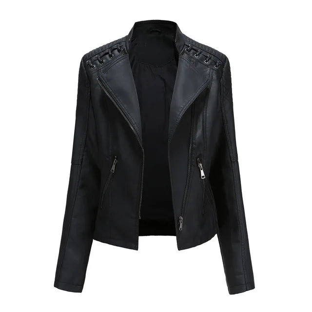 Dam Skinnjacka Slim Fit Syntetiskt Läder-1