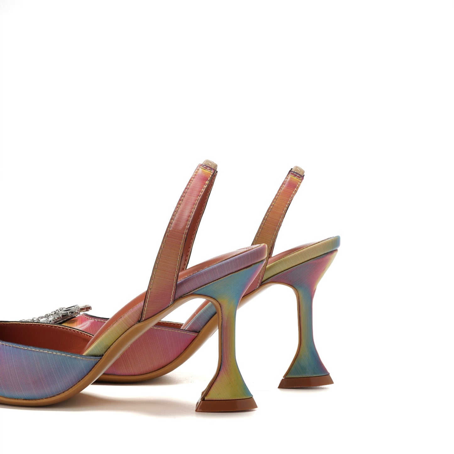 Dam Sandaler Slingback Spetsig Tå PU-latex 9,5 cm Klack-6