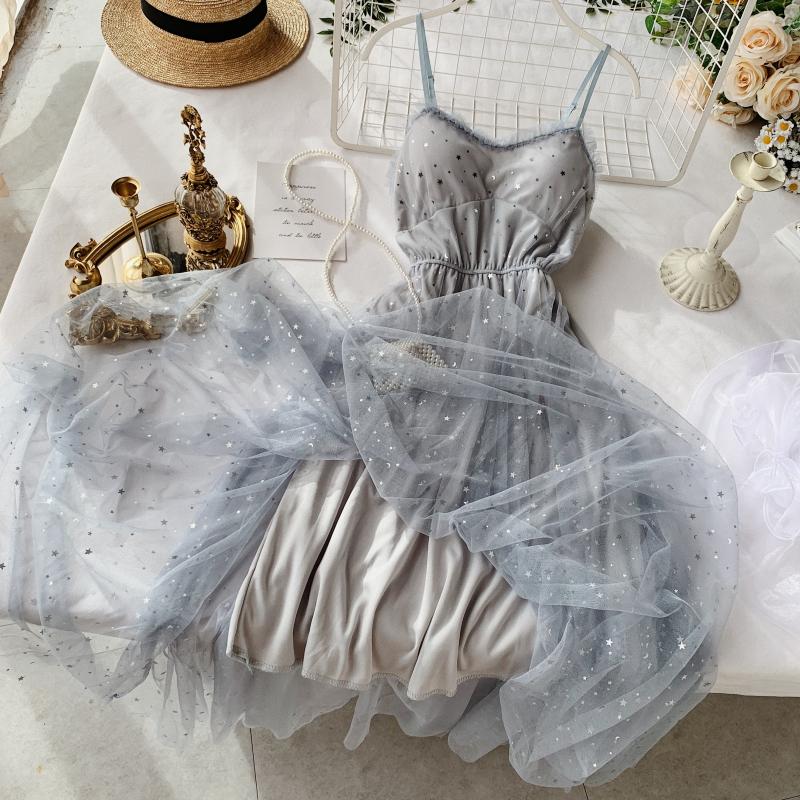 Kvinnors Midi Klänning Hjärtformad Halsringning Paljetter Bomull Polyester Spandex-2