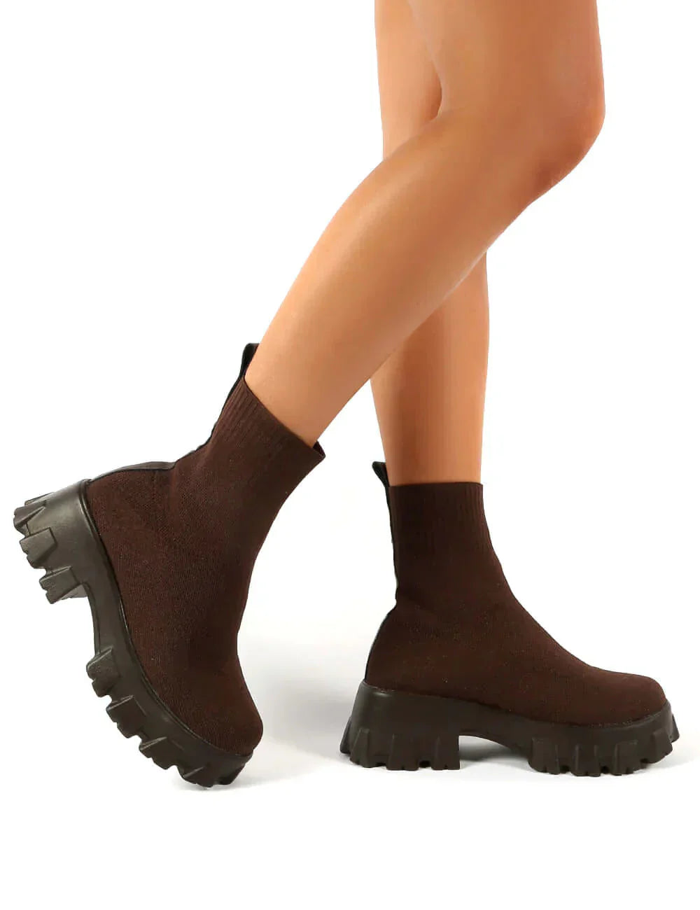 Damstövlar Sock Boot Tygdesign Hög Klack-4