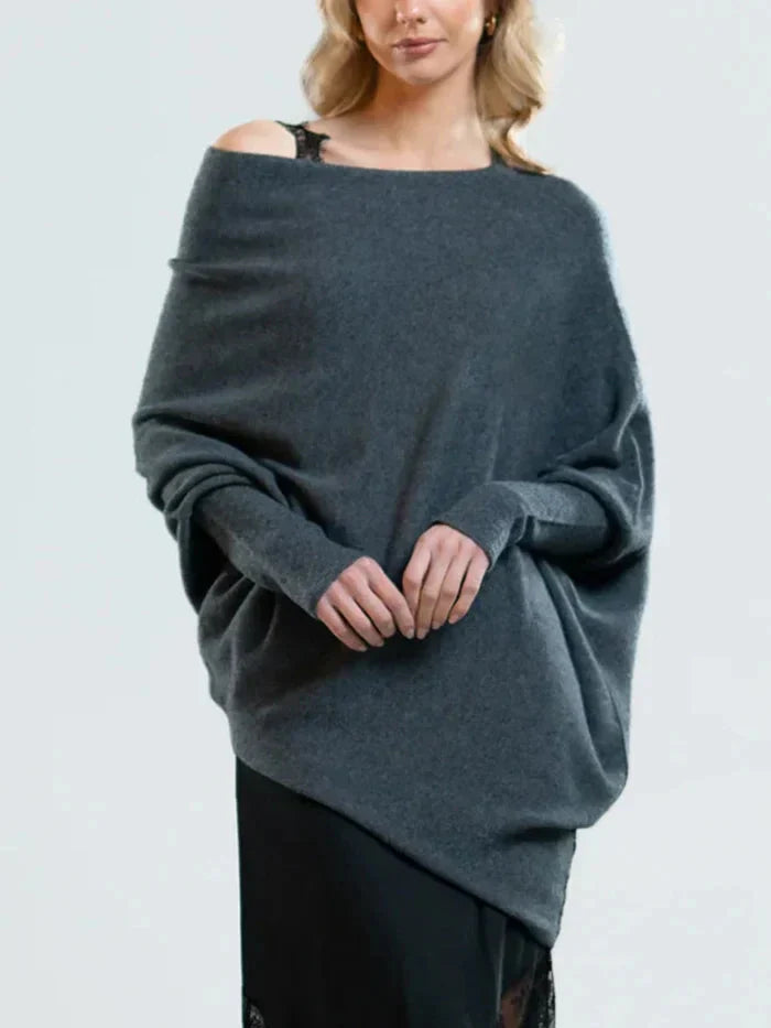 Dam Tröja Asymmetrisk Långärmad Mjuk Textil 12