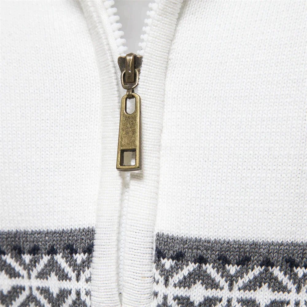 Herr Sweatshirt Retro Mönster Höghalsad Bomull 3
