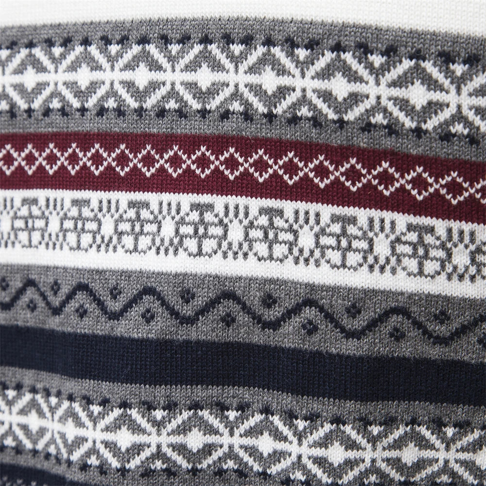 Herr Sweatshirt Retro Mönster Höghalsad Bomull 4