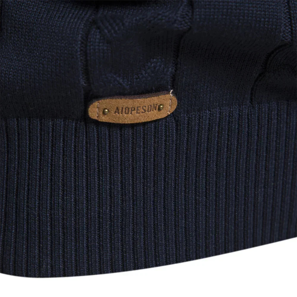 Herr Sweatshirt Retro Mönster Höghalsad Bomull 5