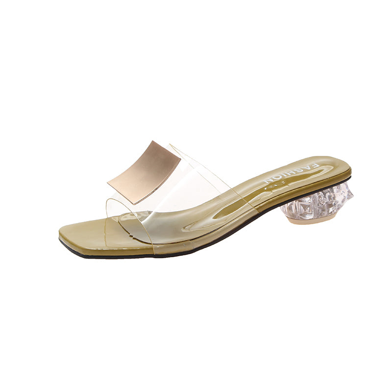 Dam Sandaler Låg Klack PVC med Gummisula för Komfort och Stil-3