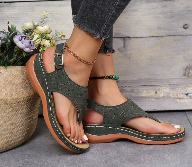 Dam Sandaler Bekväm PU-Läder Inre Sula-3