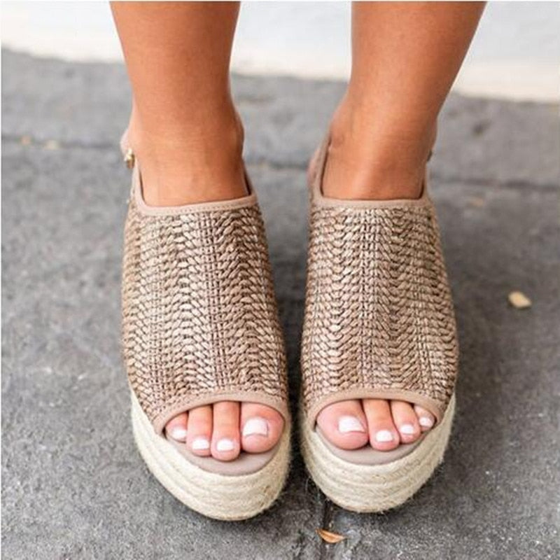 Dam Sandaletter Med Klack i Mikrofiber och Plattform-4