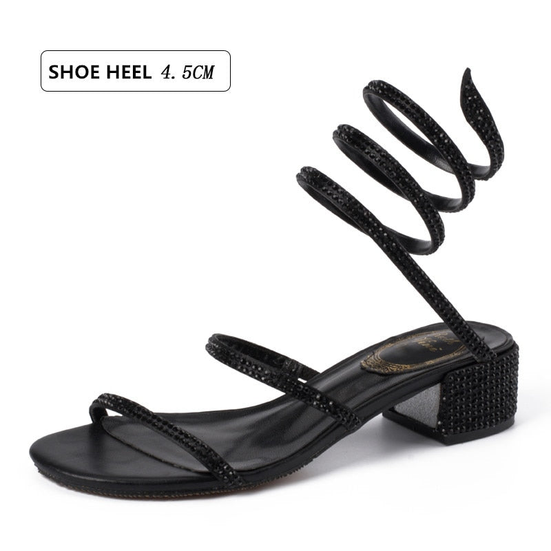 Dam Sandaler Platta med Ankelrem i Silke och Strass 3