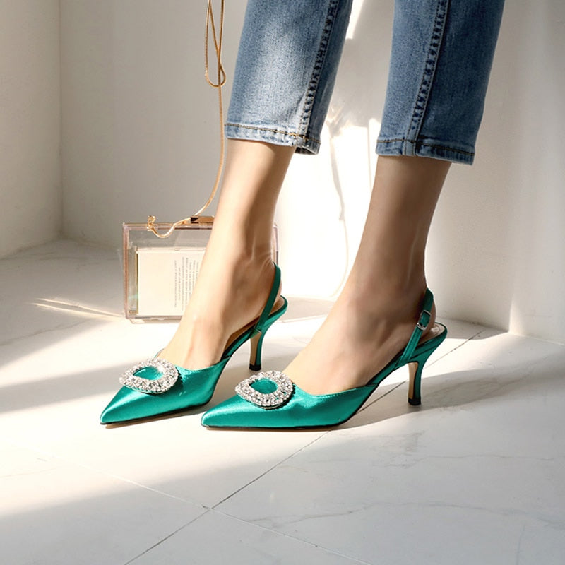 Variant image for Dam Slingback Mules Satin med Strassdetaljer-4