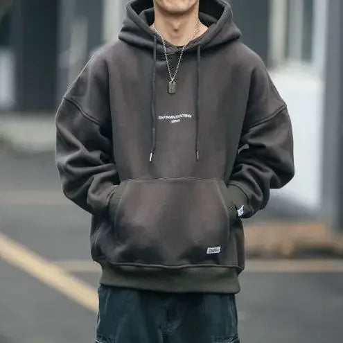 Hoodie Herr Elegant Typografi Mjuk Fleece-1
