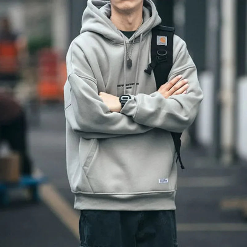 Hoodie Herr Elegant Typografi Mjuk Fleece-3