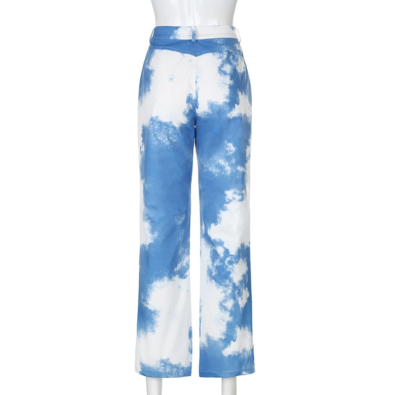 Dam Hög Midja Blekflare Jeans Polyester Spandex-6