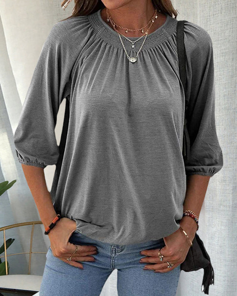 Damenbluse mit Biskopsärmern aus Hochwertigem Stoff – Elegante Bluse für Büro und Freizeit in S, M, L, XL 6