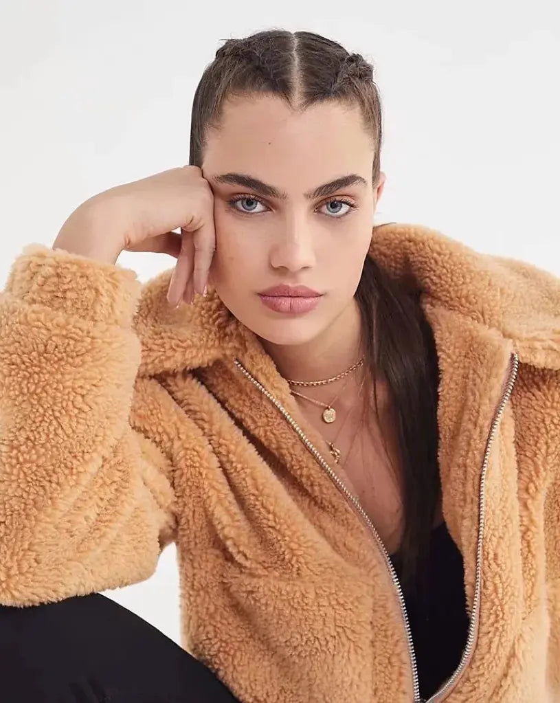 Dam Teddy Fleece Jacka Trendig Bekväm 10