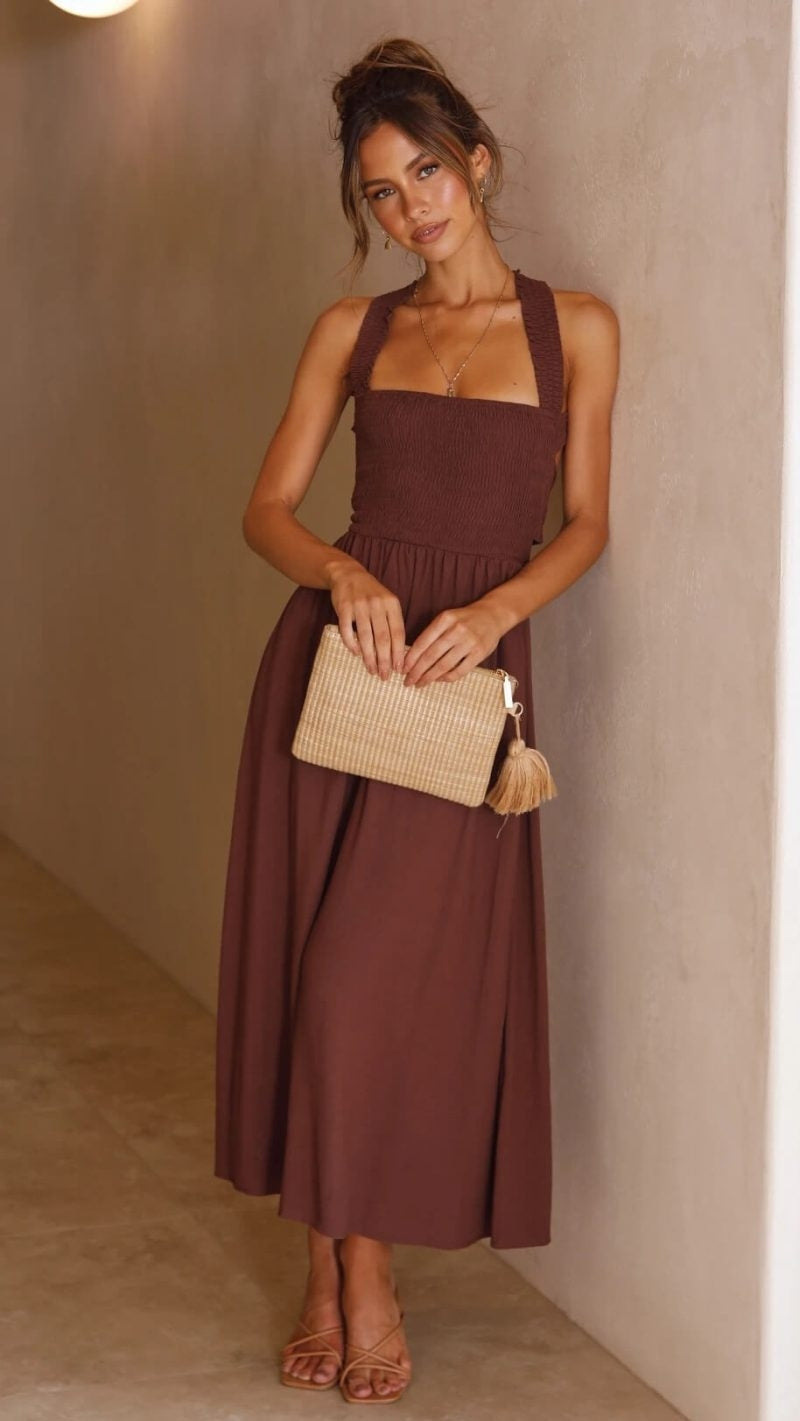Dam Maxiklänning Elegant Polyester Maxi Klänning-3