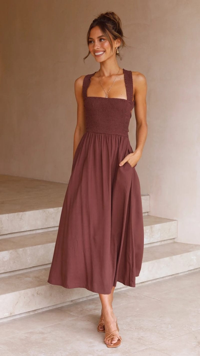 Dam Maxiklänning Elegant Polyester Maxi Klänning-2