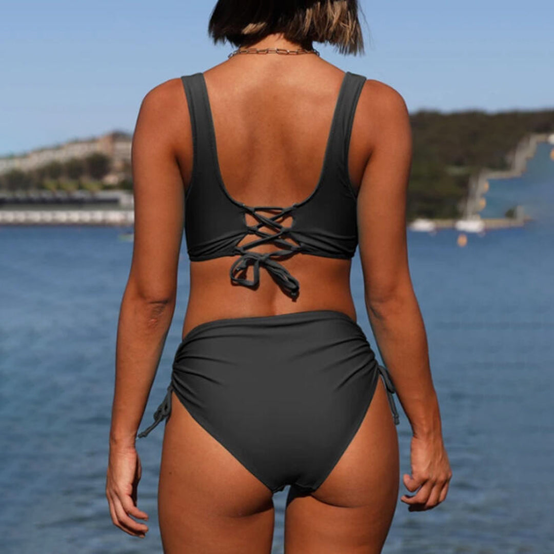 Dam Bikini Set Tvärback Design Hållbart Material-2
