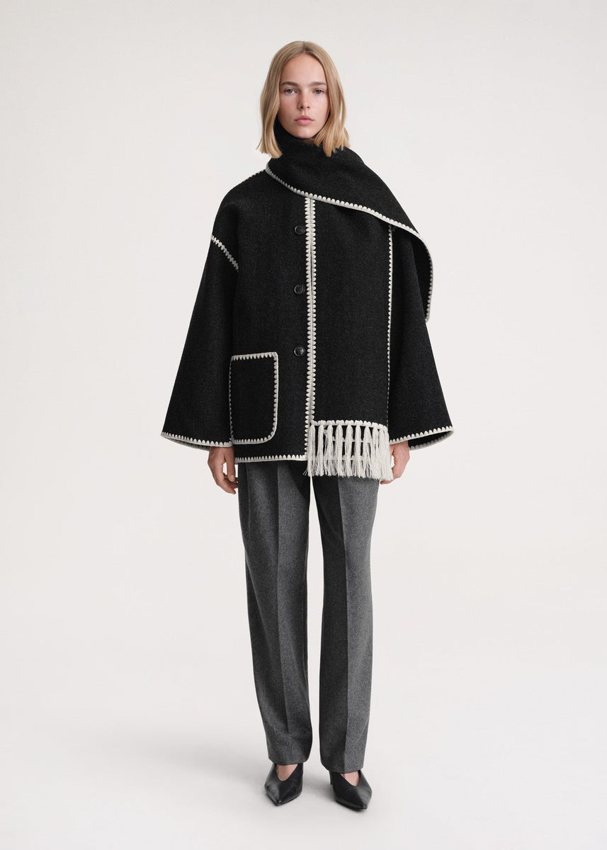 Damjacka Med Halsduk Lyxig Design Polyester-1