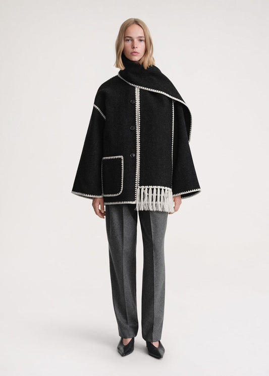 Damjacka Med Halsduk Lyxig Design Polyester-1