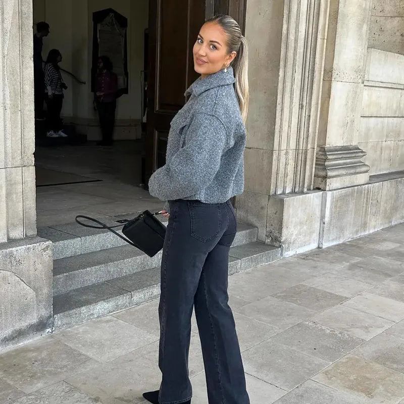 Damjacka Kort Design med Dragkedja Högkvalitativt Tyg 3