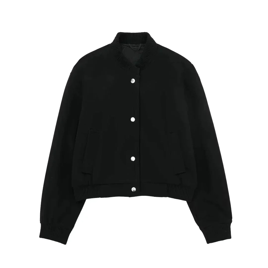Variant image for Dam Bomberjacka Kort Mjuk Blandning Stilren Fashion-5