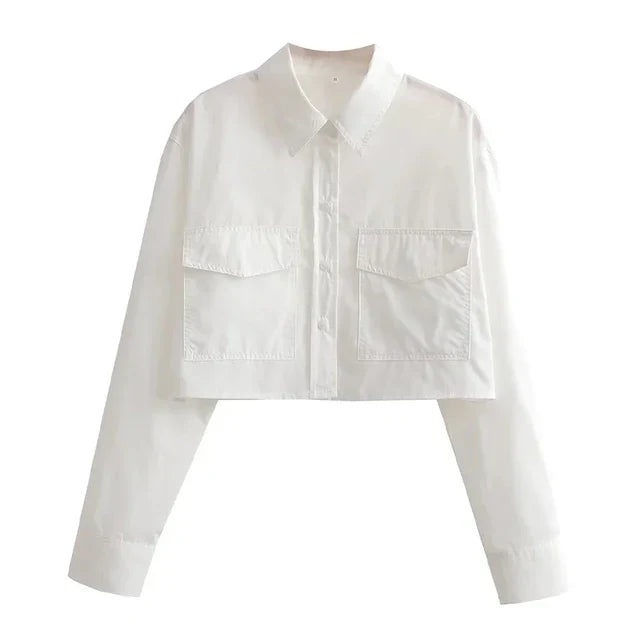 Variant image for Kvinnors Popeline Skjorta Avslappnad Polyester med Fickor-7
