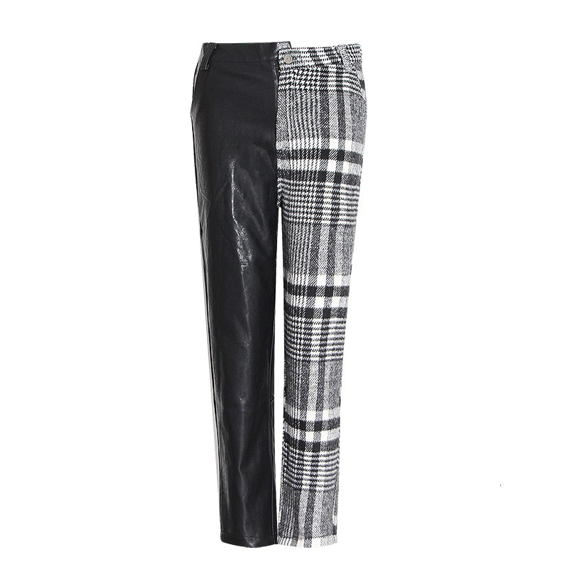 Snygga Byxor Dam Harem Stil Polyester och Ull med Rutiga Detaljer-4