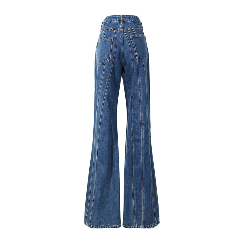 Dam Jeans Hög Midja Patchwork Design Bomull Polyester-2