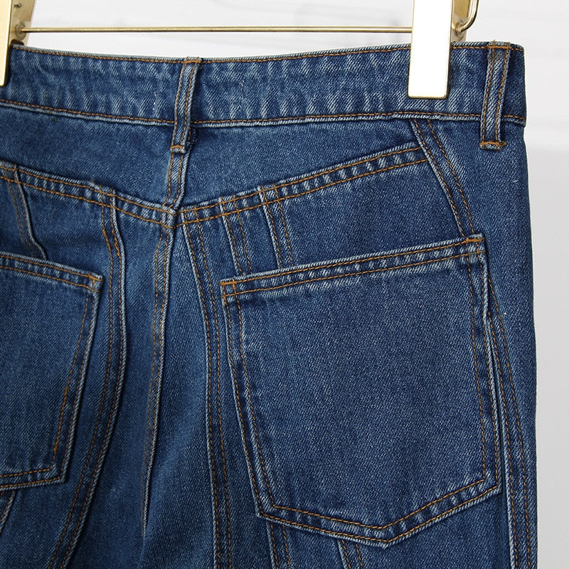 Dam Jeans Hög Midja Patchwork Design Bomull Polyester-6