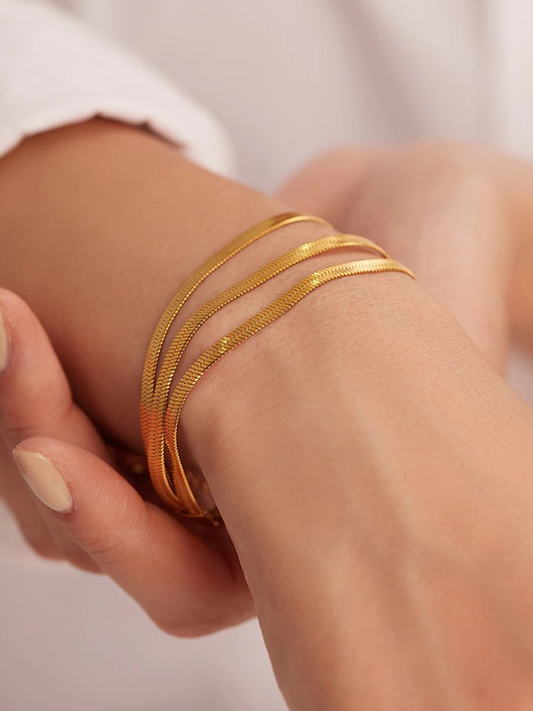 Dam Guld Armband Med 3-faldiga Kedjor Elegant Smycke-1